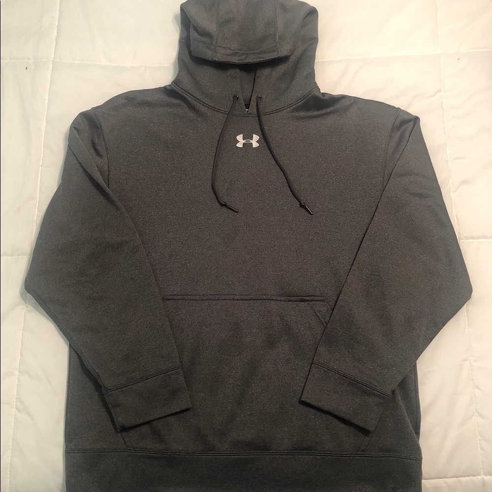 Gray hoodie, long sleeve.